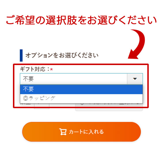 商品ページ内の選択肢よりお選びください