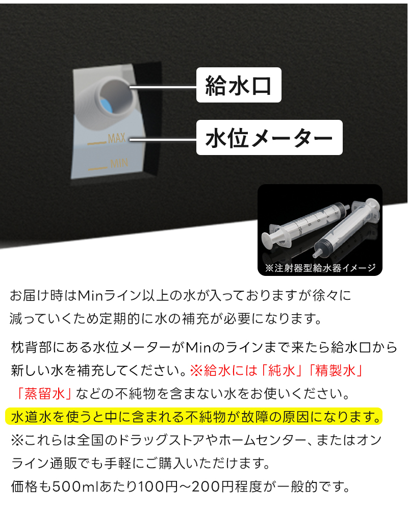 給水口から新しい水を補充