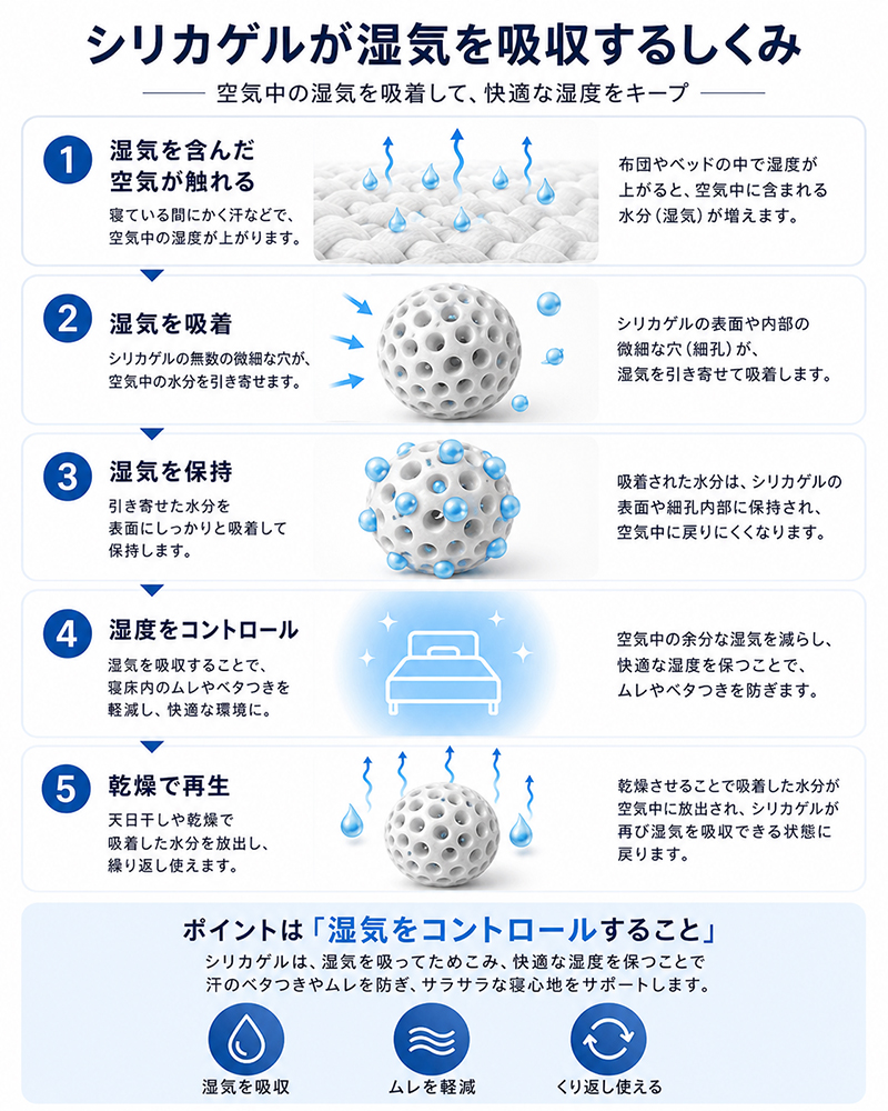 シリカゲルBが湿気を吸収