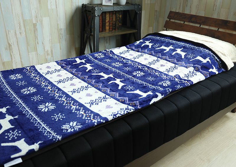 ノルディック柄フランネル もこもこ寝袋毛布 シングル｜BlueBlood.Shop