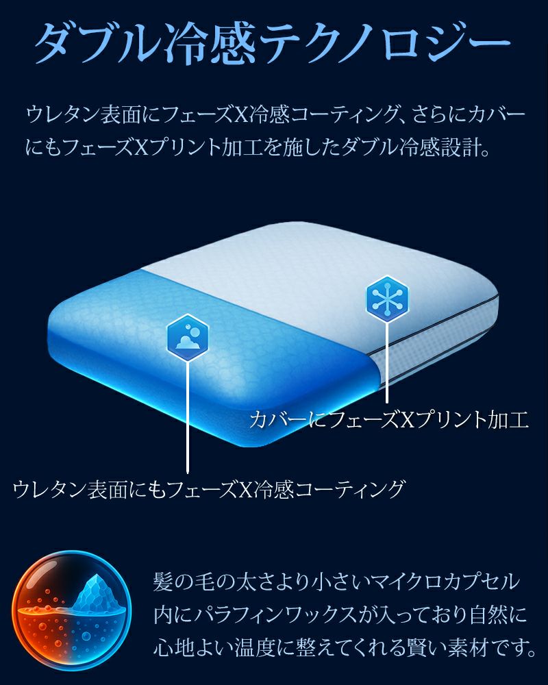 温度調整機能付き冷感まくらチルリズム