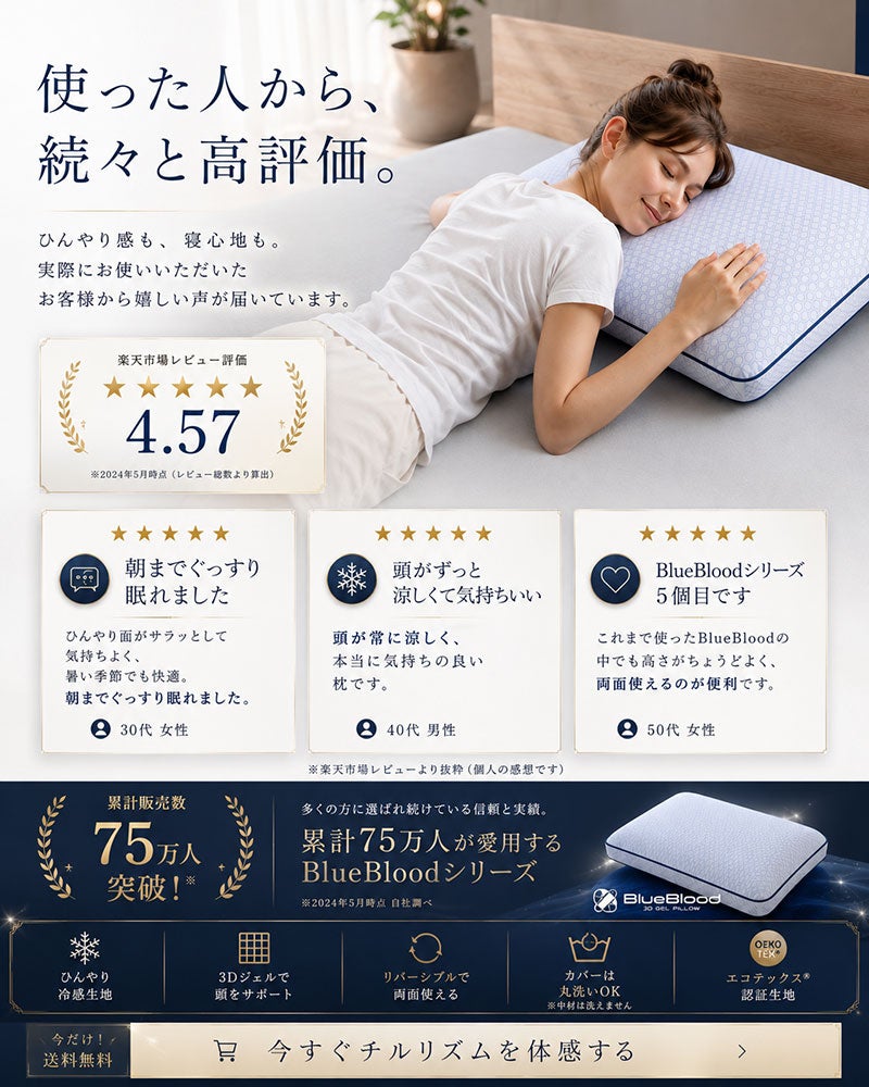 温度調整機能付き冷感まくらチルリズム