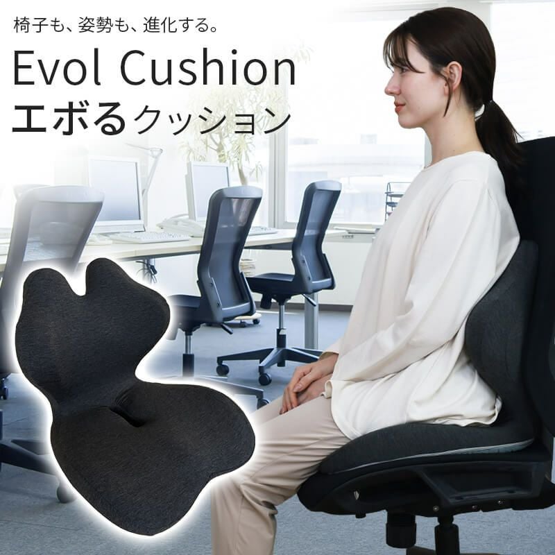 背中からお尻まで一体で支えるクッション